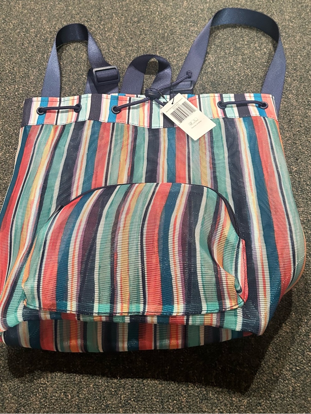 NWT Vera Bradley Striped Multicolor Mesh Backpack
